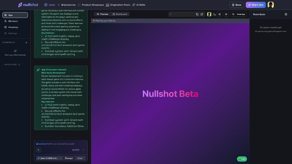App tab with channels in the sidebar