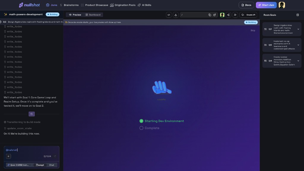 Jam Room in Build Mode with live preview