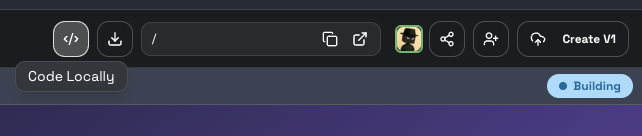 Code Locally and Download buttons in the toolbar