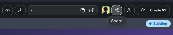 Share button in the toolbar