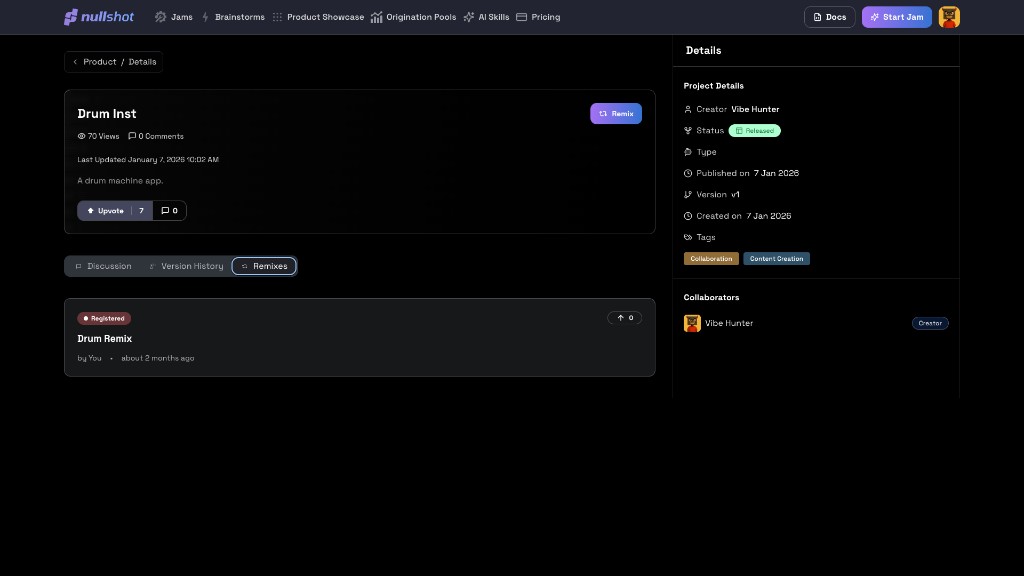 Discussion thread on a project page